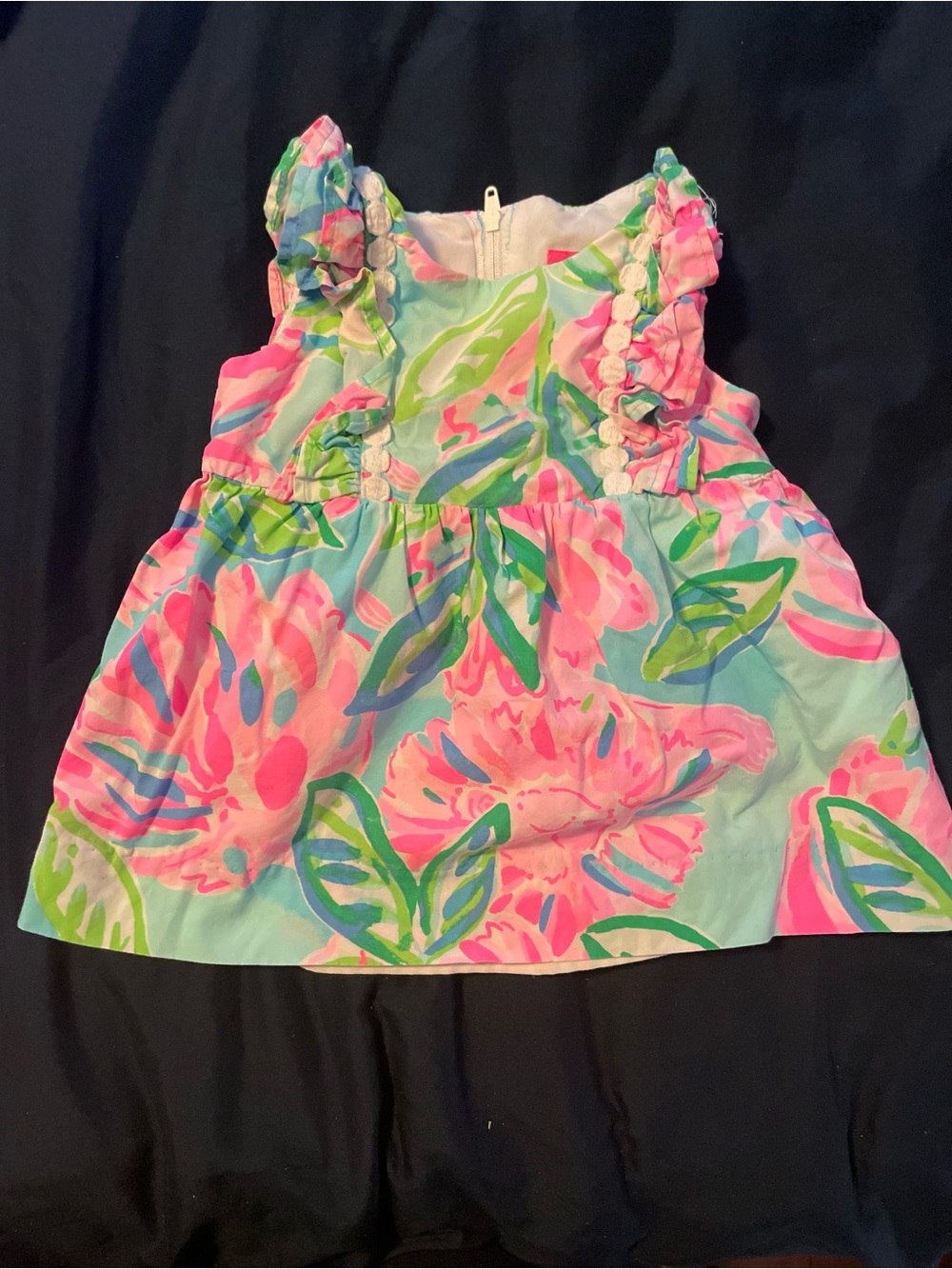Lilly Pulitzer Pink & Aqua Floral Ruffle Sundress